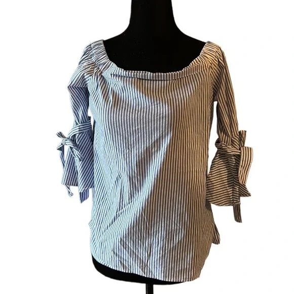 H&M blue/white striped top size 8 - Picture 1 of 12